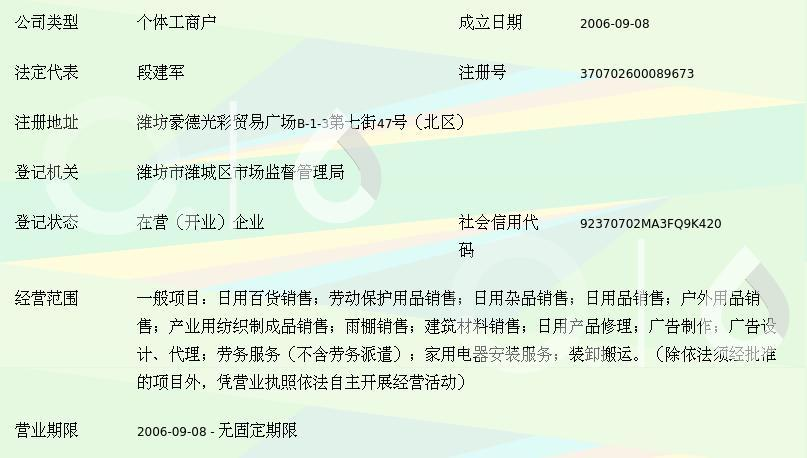 濰城區(qū)豪德天順雨具經(jīng)營(yíng)處 日用百貨銷售新選擇